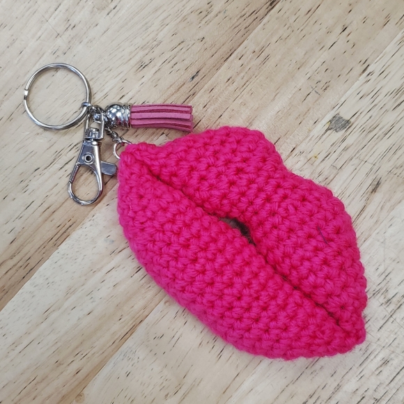 Hand Crafted Handbags - Barbie Kisses Hot Pink Purse Charm Key Chain Barbie Core